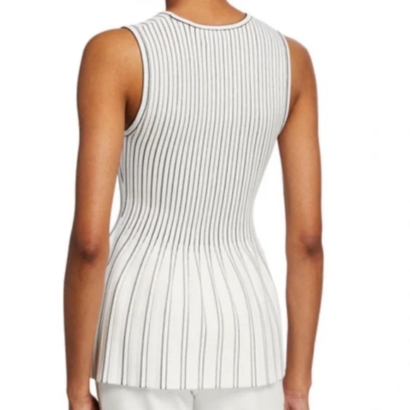 NWT!Theory White and Black Striped Peplum Tank, Top, Knit Size Petite Retail: $2 - Picture 7 of 16